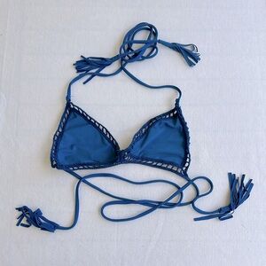 Acacia Swimwear Blue Crochet Bikini Top - size Med